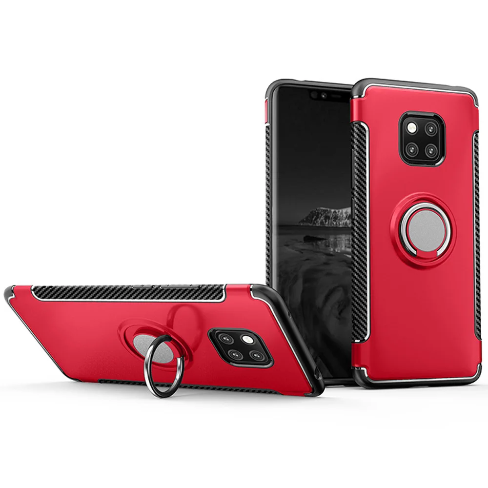 Dual Layer Magnetic Ring Kickstand Armor Case For Huawei Mate 20 Pro Hybrid Hard PC Back Anti Shock Cover |