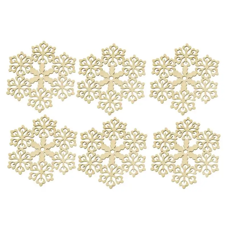 100 шт. деревянные украшения с гирляндой Рождественское украшение снежинка узор