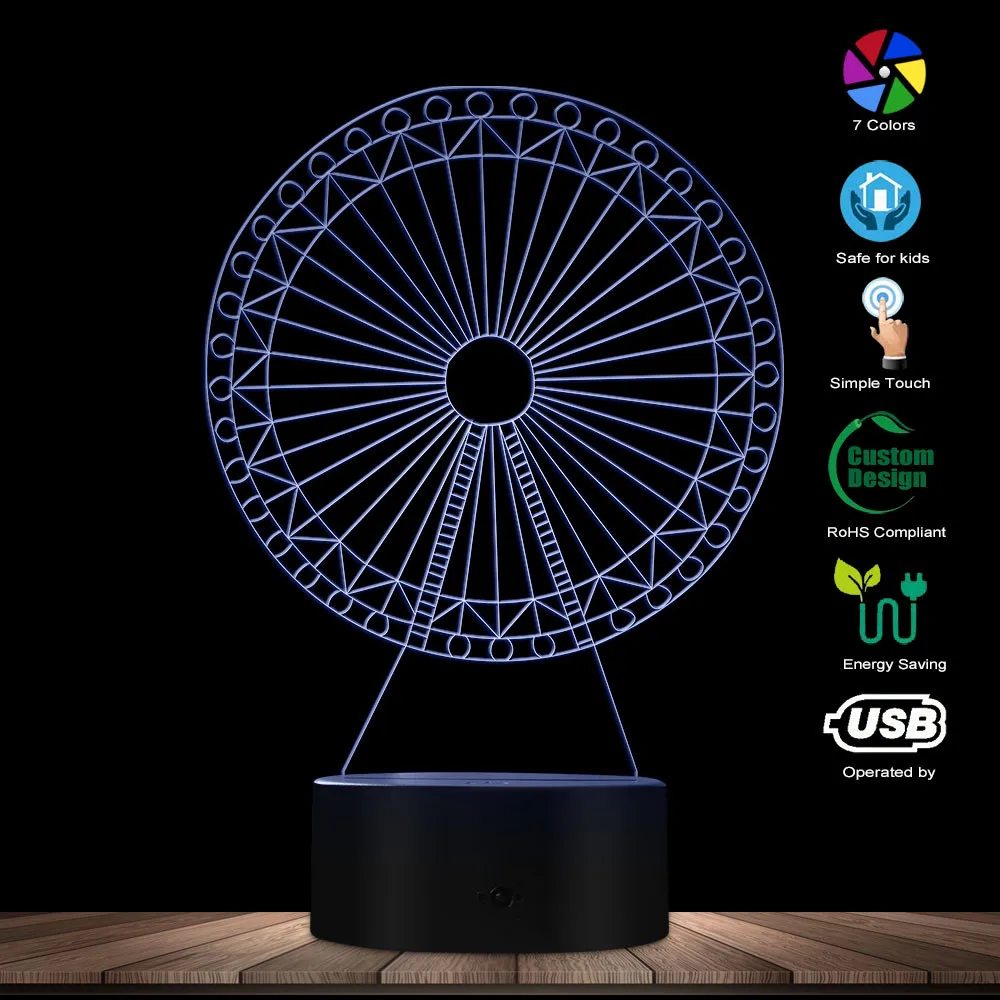 Sky Wheel Оптическая иллюзия ночник 3D карусель с подсветкой декоративное