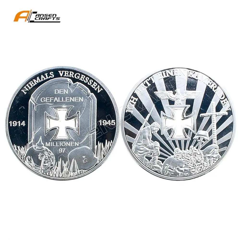 WW1 Nibmals Vergessen Ich Hatt Einen Kameraden немецкая военная монета - Цвет: Silver