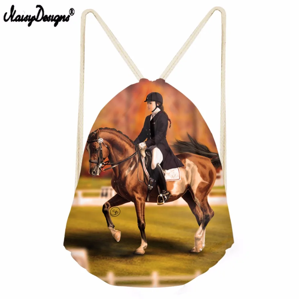 Noisydesigns путешествия для мужчин рюкзак конного наездника Печати Drawstring Bag Pink Flo YD