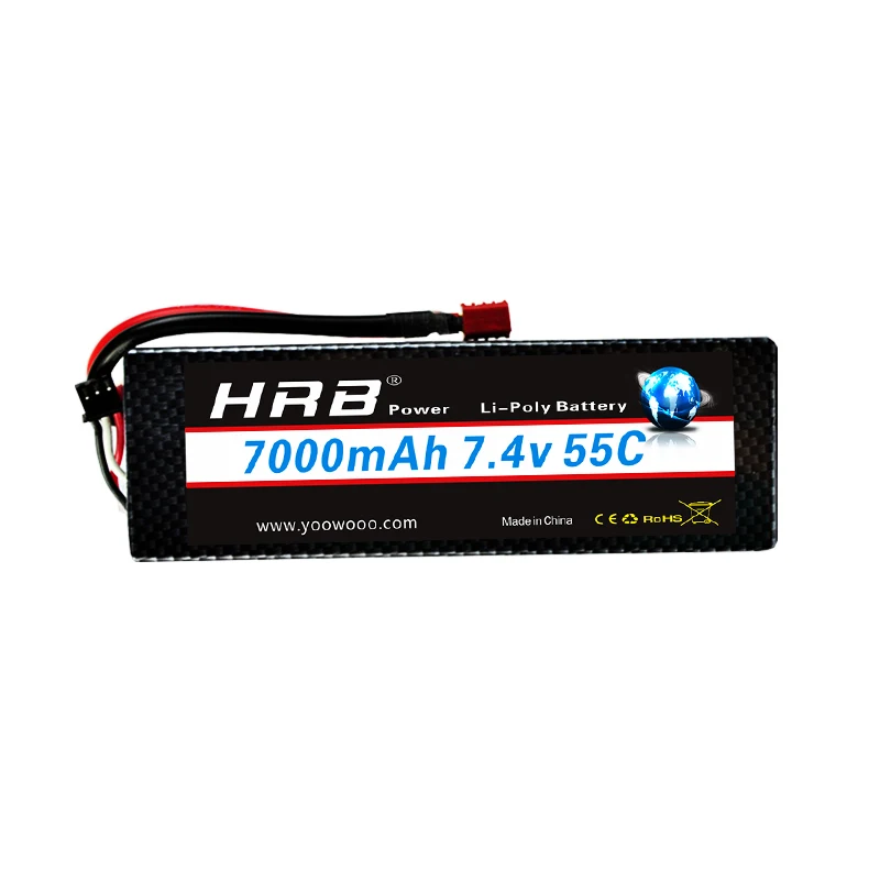 HRB Lipo 2S 2P Аккумулятор 7 4 в 7000 мАч 55C 110C Жесткий Чехол для дрона AKKU T XT60 Traxxas 1/10