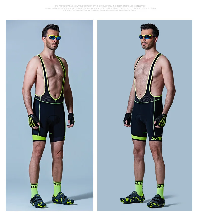 Santic Велоспорт нагрудник шорты мужские Трикотаж Mtb Ropa Ciclismo влагоотводящие шорты 4D Spong мягкая велосипедная одежда лето
