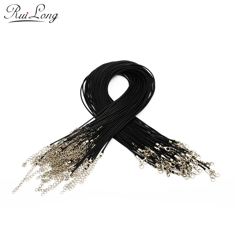 Черная Вощеная цепочка для ожерелья 10 шт./лот 1 5 мм с застежкой лобстером