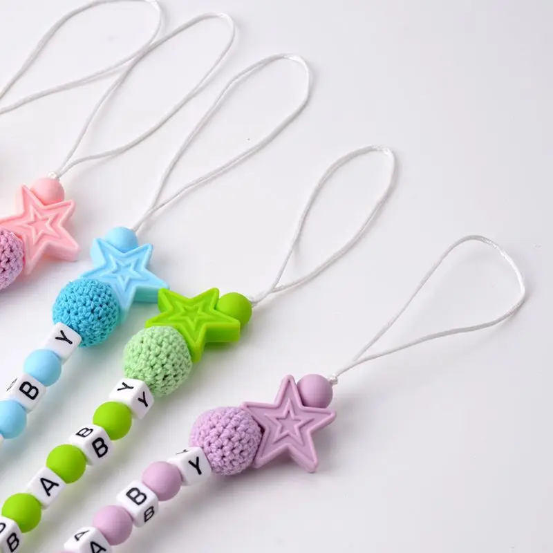 

DIY Personalized Colored Beaded Baby Pacifier Chain Clip Appease Nipple Silicone Dentition Chew Toy for Newborn CORB