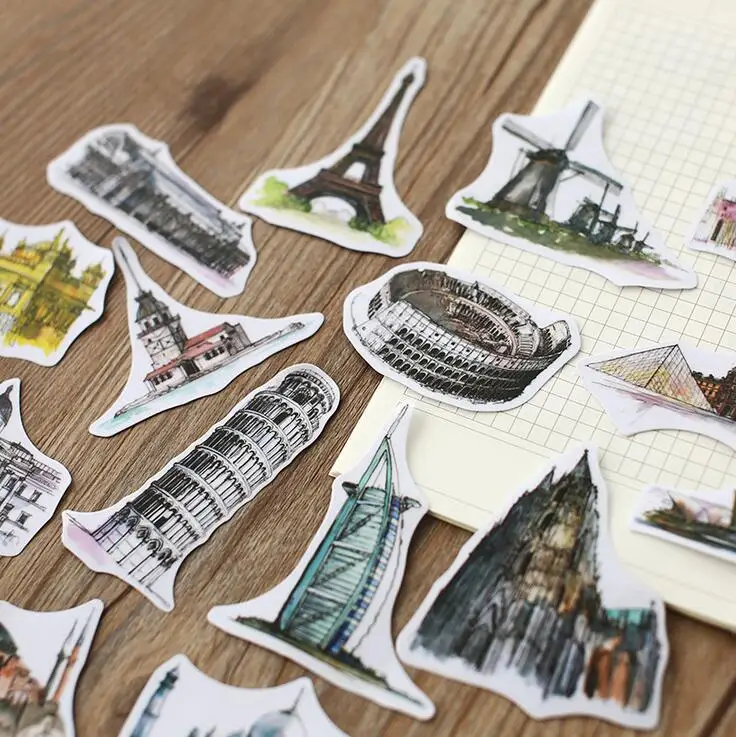Дорожные акварельные декоративные наклейки ручной росписи по всему миру клейкие