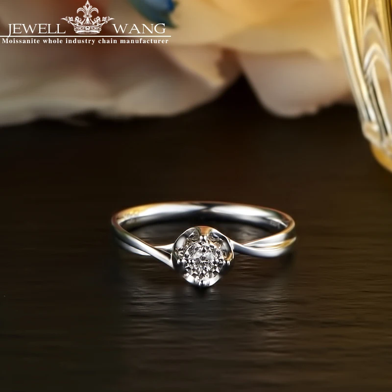 Ювелирные кольца с бриллиантами с эффектом 0.5CT для женщин, 18 K, белое золото, 0.04CT, поворотные руки, роскошные Изящные ювелирные кольца из белого золота