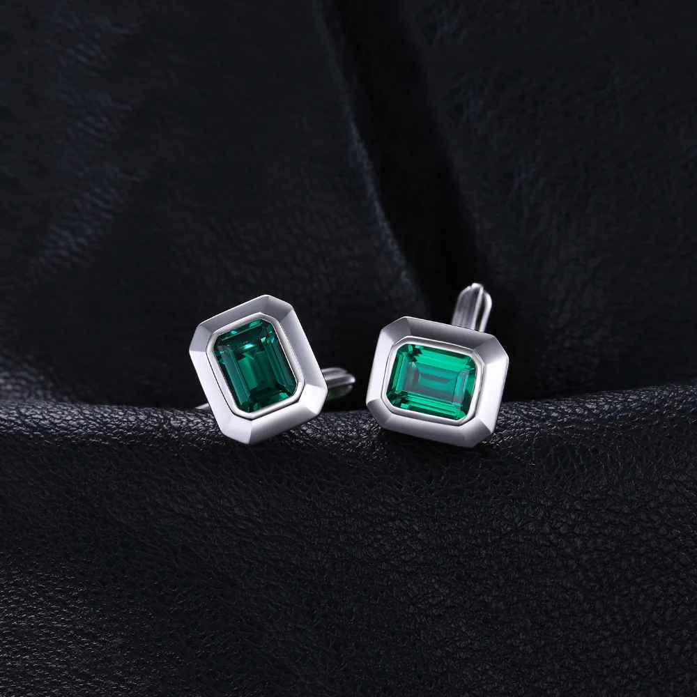 JewelryPalace Men 4ct Created Emerald Cufflinks Genuine 925 Sterling Sliver for Fine Jewelry Brand |