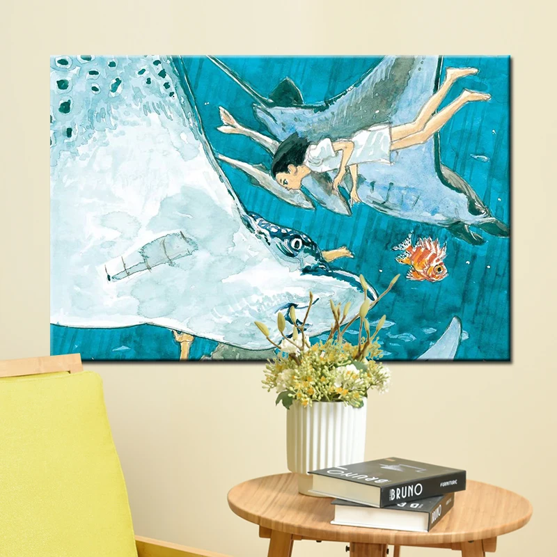 Аниме постер рисунок по номерам Морская жизнь Вселенная и все Kaiju no Kodomo декор для