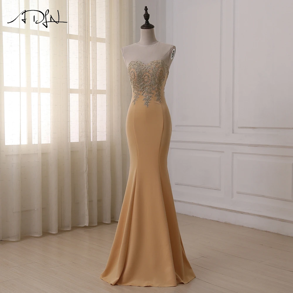 ADLN недорогое вечернее платье в наличии Золотая аппликация с рукавом крылышком