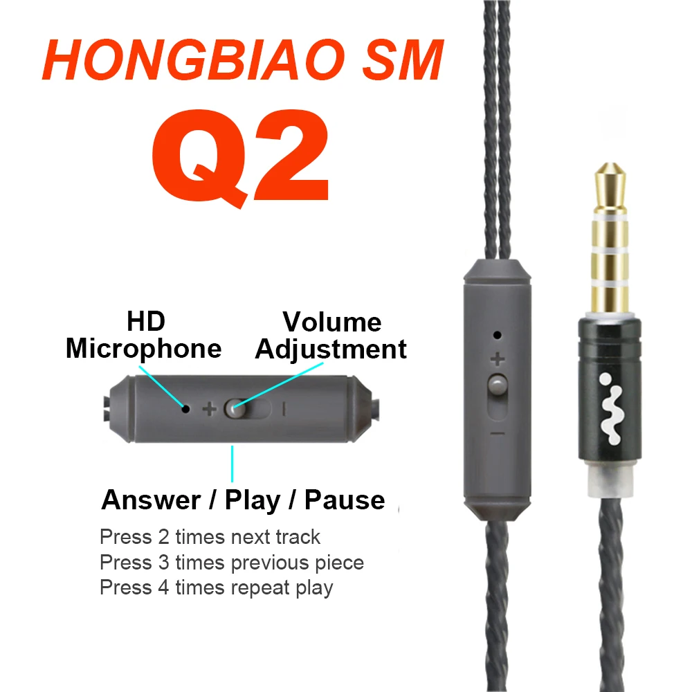 Hongbiao SM Q2 наушники мега бас Пособия по немецкому языку Hi Fi уха настроены
