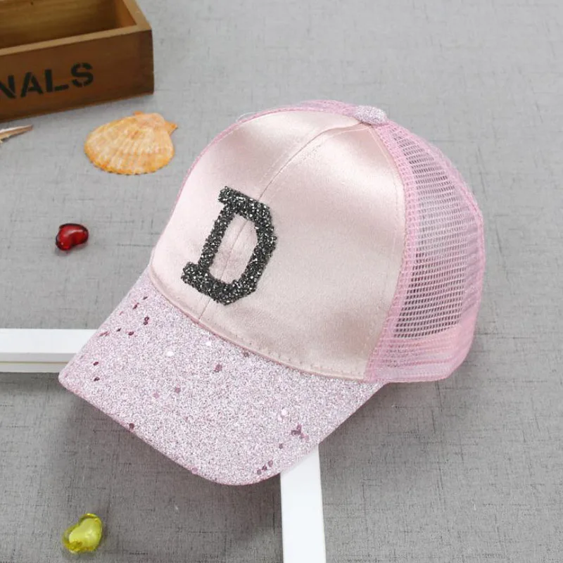 D Pink Doitbest/бейсбольная кепка в стиле хип-хоп для родителей и детей, стразы, летняя детская солнцезащитная Кепка A D R W, сетчатые бейсболки эластичные для мальчиков и девочек, кепки s - Цвет: D Pink