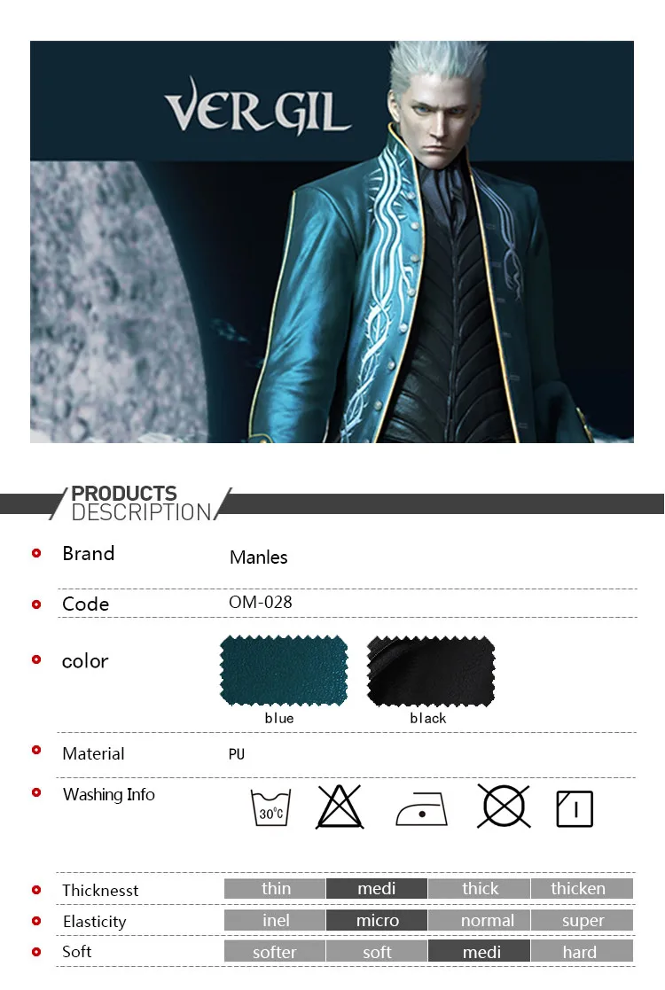 Hot Game Vergil Cosplay Costume Nelo Angelo Leather Coat Pants Outfit Superhero Adult Men Halloween Carnival Outfit Custom Made