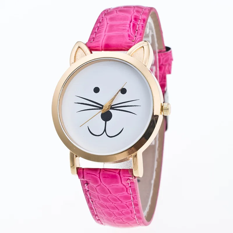 Часы женские кварцевые с кожаным ремешком милые аналоговые наручные