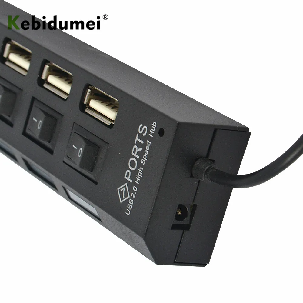 Kebidumei Высокоскоростной 7 портов usb-хаб Swithcer Hub СВЕТОДИОДНЫЙ индикатор 5 Гбит/с для портативных ПК Windows XP Win7/8 Linux, Mac OS