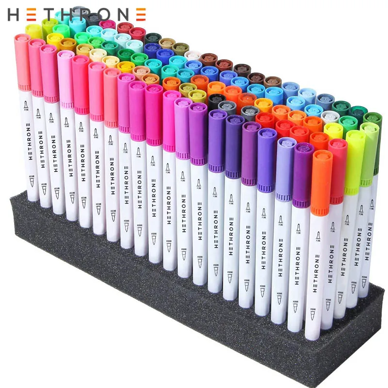 white 100pcs Hethrone 100 шт, белая ручка для рисования, ручка для рисования акварелью, принадлежности для рисования, маркеры, Двойные наконечники, кисть, ручка для граффити, сделай сам, подарки - Цвет: white 100pcs