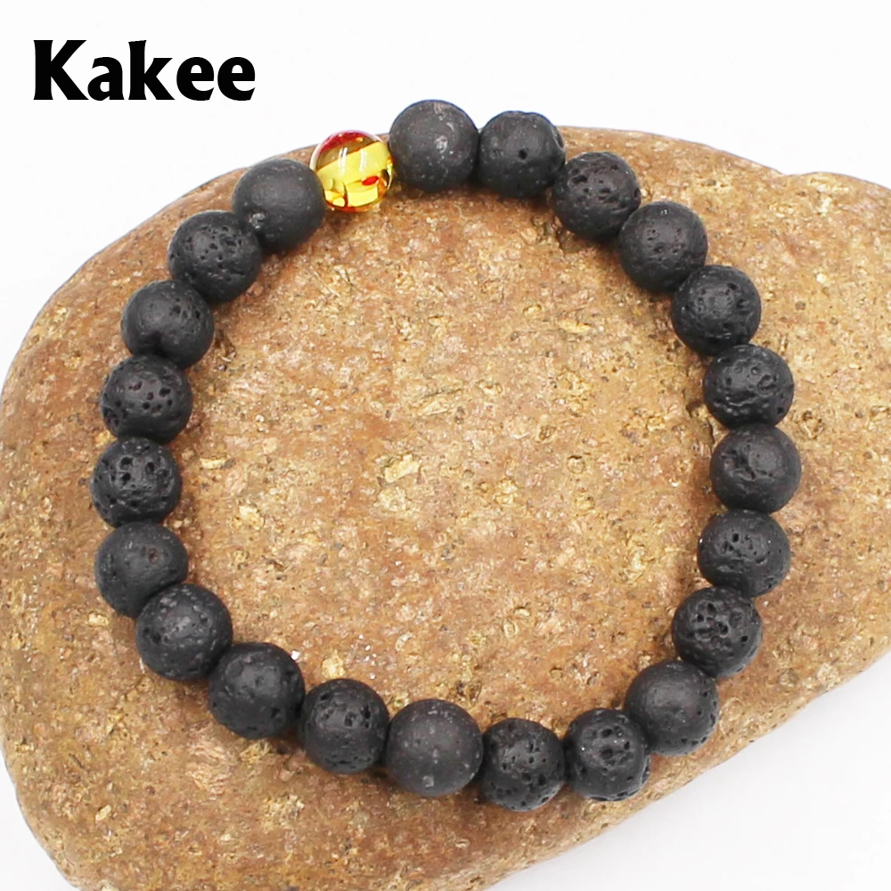 Женский браслет из натурального бусина лавового камня Kakee буддийские браслеты