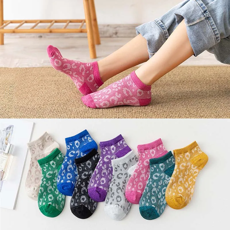 Носки женские с леопардовым принтом индивидуальные короткие шелковые носки