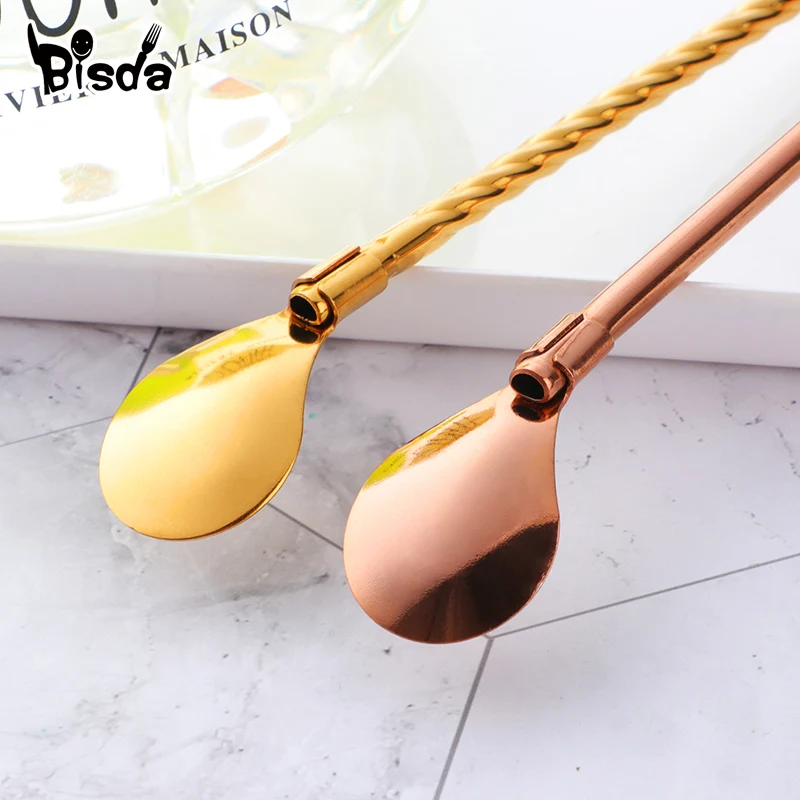 80 шт. соломенная ложка с длинной ручкой многоразовая Питьевая солома ложкой