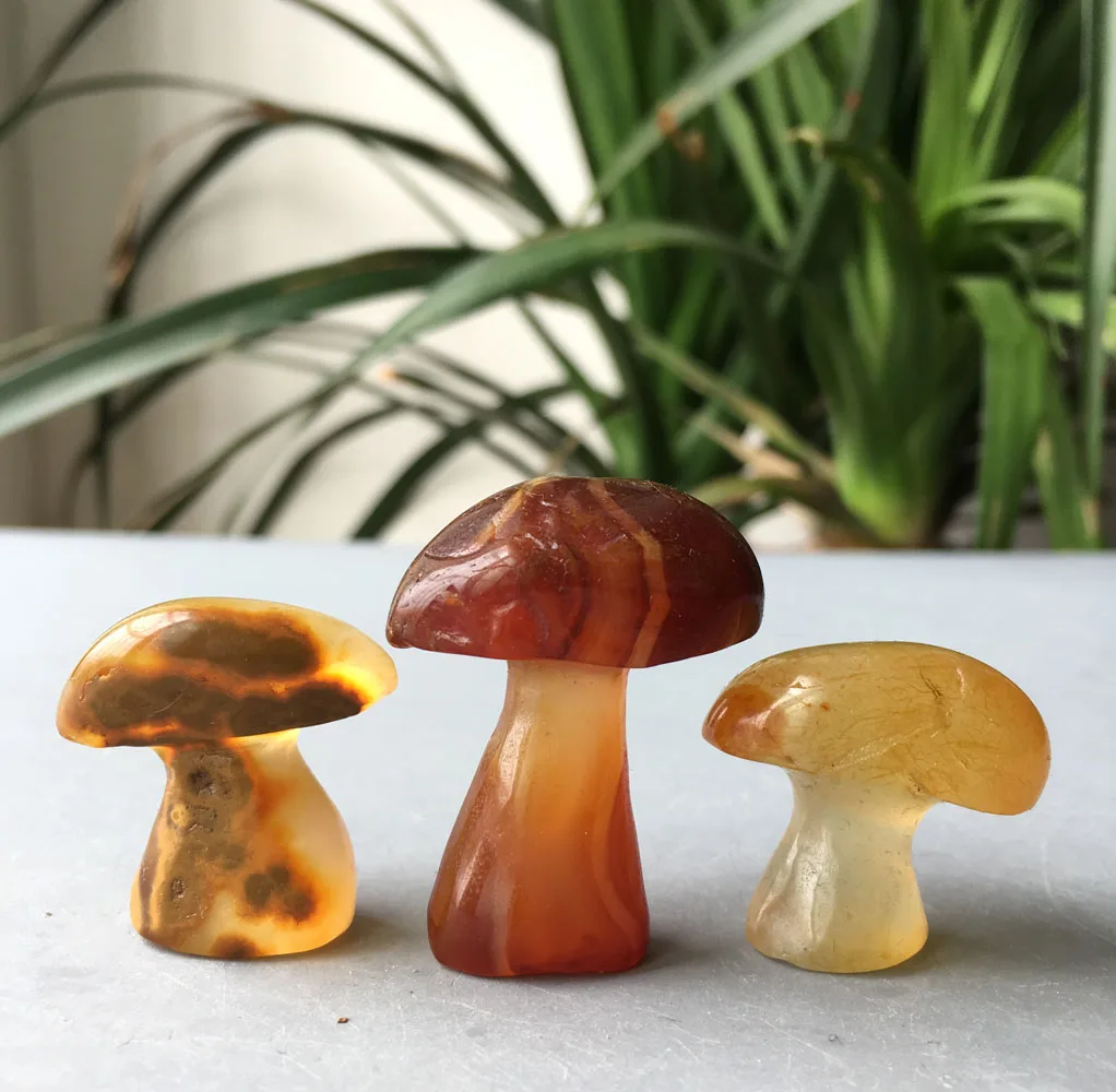 42g3pcs Продаем Дешевые натуральный резной кварцевый камень кристалл агат маленький гриб
