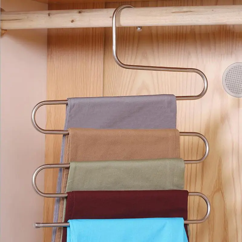 Металлическая вешалка для брюк CTREE 5 слоев одежды противоскользящая аксессуары