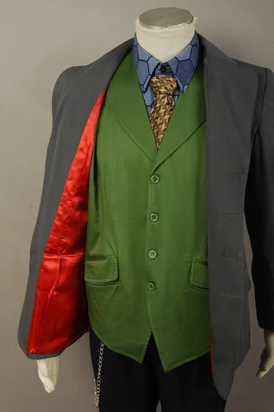 6 PCS the Joker Costume Batman Dark Knight Cosplay Joker Jacket Wool Overcoat Outfit Suit Coat Halloween Cosplay Costume Men