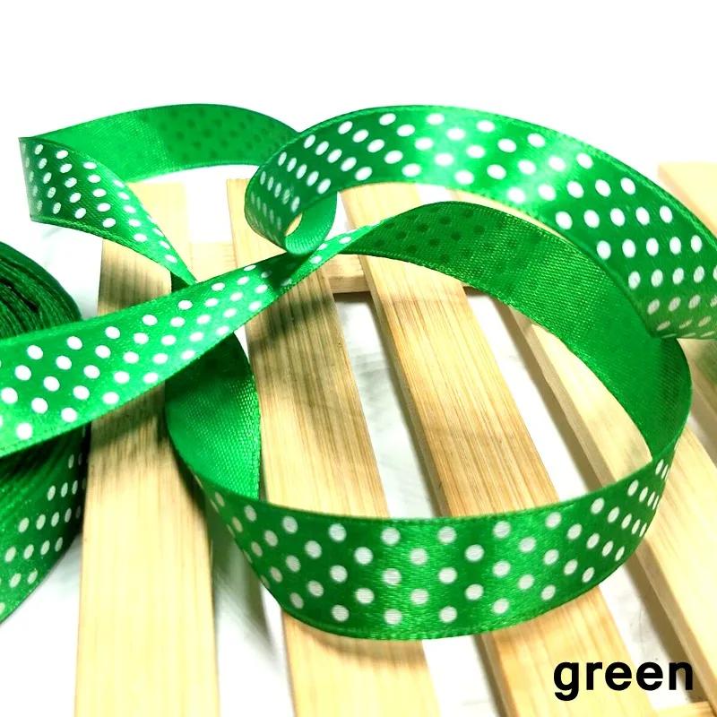 green 10 meters HL 5/" 11 цветов 10 м/упаковка принт" горошек "пятнистая Лента Свадебные украшения DIY ремесла Подарочная коробка декоративно-упаковочная лента R004 - Цвет: green 10 meters