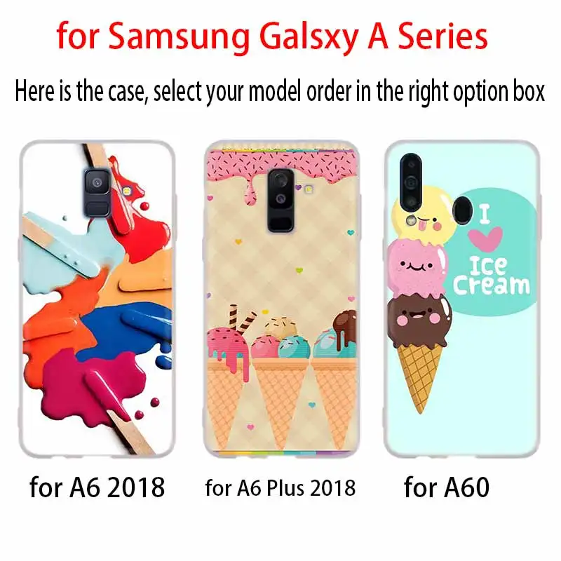 Case For Samsung A32 A52 A72 A12 A42 5g A21S A50 A51 A3 A5 A6 A7 A8 Plus 2018 2017 Cover Melt Ice cream Fancy Rainbow Swirl | Мобильные