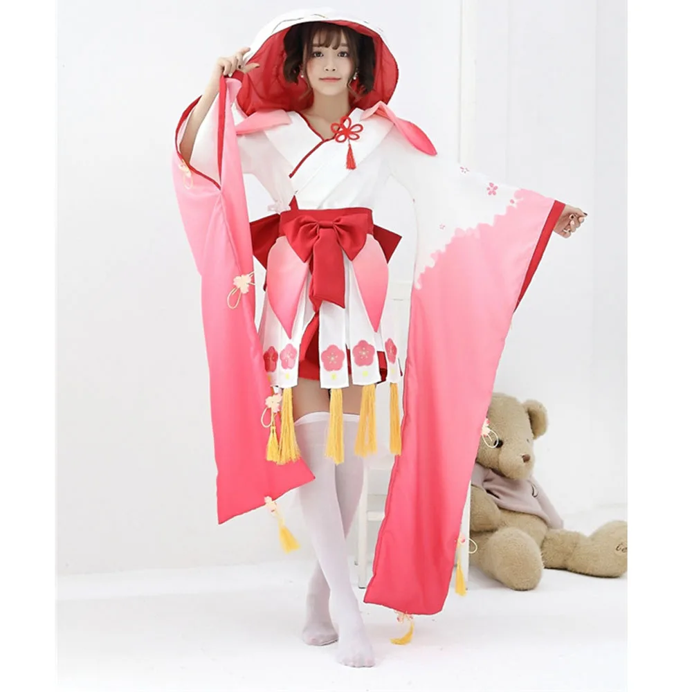VEVEFHUANG женский японский мультфильм Аниме Onmyoji Косплей Костюм Персиковый Цветок Banshee Vantage кимоно нарядное платье униформа