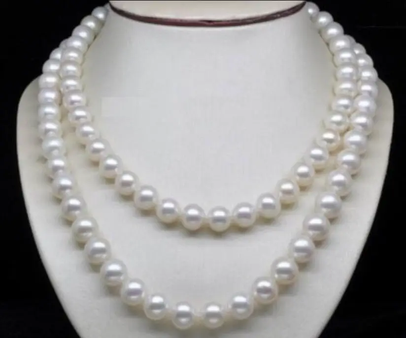 

genuine AAA 8-9mm white Fresh water pearl necklace 33" ^^^@^Noble style Natural Fine jewe FREE SHIPPING