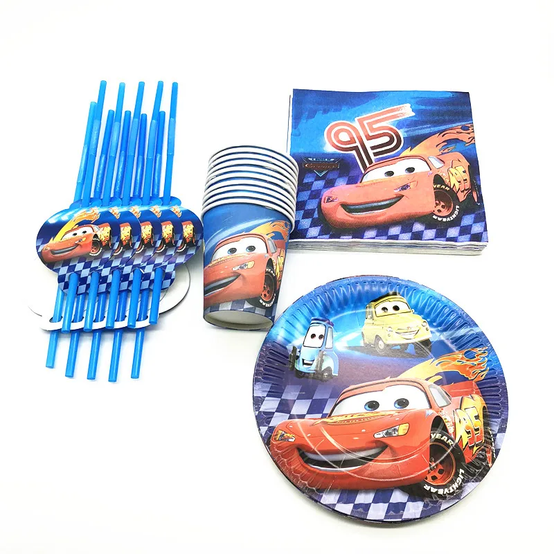 

Мультфильм Disney автомобили тема 80 шт. Семья вечерние одноразовая посуда наборы дети День рождения вечерние Бумага чашки + пластина + салфетка + соломенная расходные материалы