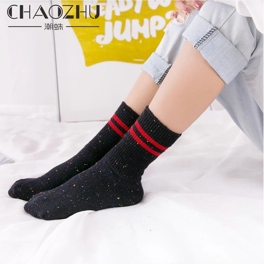 CHAOZHU теплые носки для зимы Подарки для женщин мягкая полоса Повседневная Базовая Повседневная Леди Мода Корея Украина kawaii хипстер calzini осень