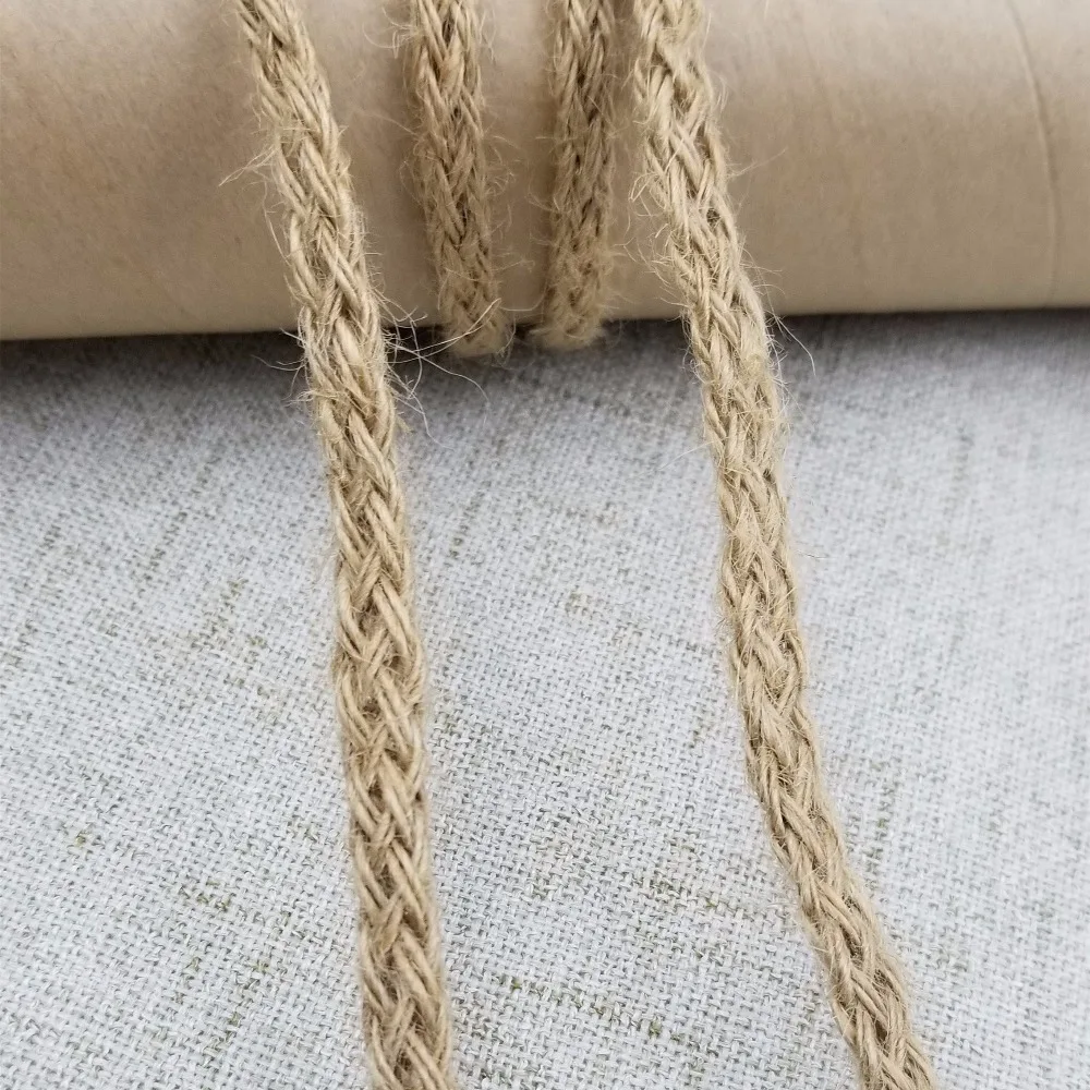 Cheap 10M/lot Natural Burlap Hessian Jute Twine Cord Hemp Rope Vintage Rustic Wedding Decoration Packing Supplies Top Quality | Дом и сад