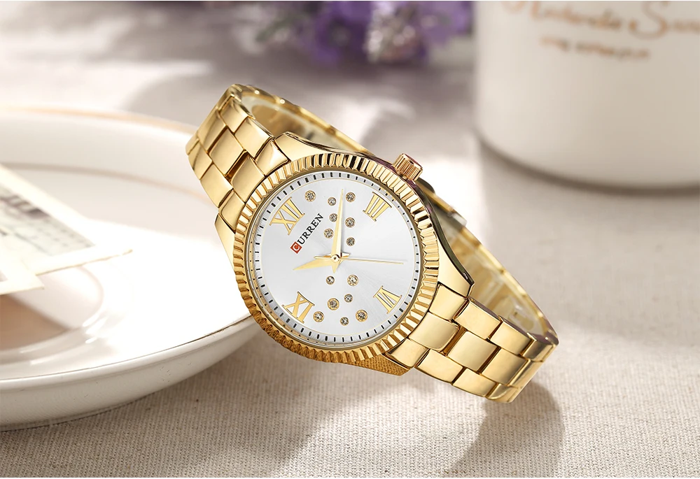CURREN новые женские часы Роскошные Relogio Feminino RoseGold циферблат модные Montre Femme женские часы женские наручные часы