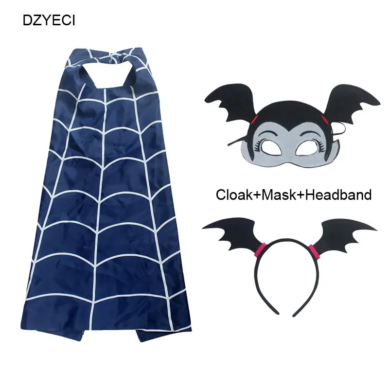 Cloak Mask Headband Disfraz Vampirina/платье для маленьких девочек; костюм для рождественского карнавала; детское кружевное платье для маскарада; vetement enfant fille - Цвет: Cloak Mask Headband