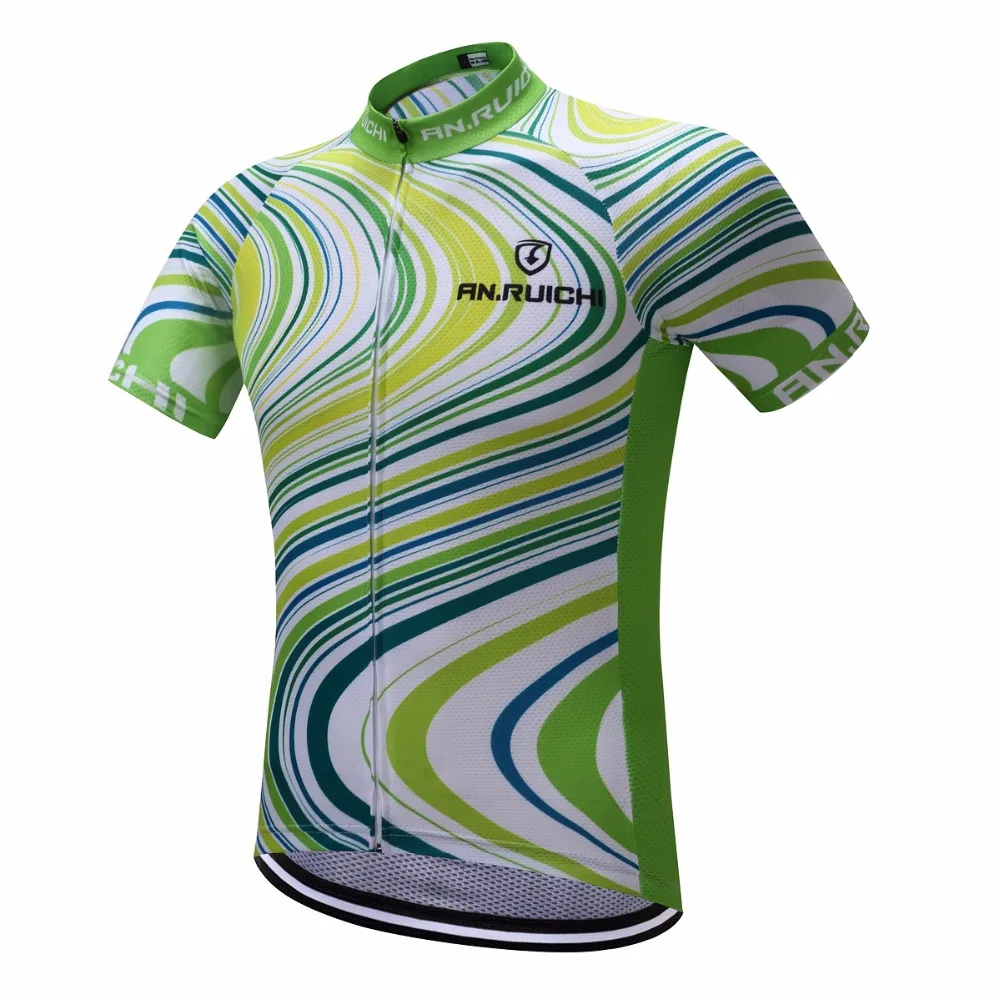 Green Stripe Design Men Cycling Jersey 2018 Short Riding Bicycle Clothing Sport Jerseys Customized/Wholesale Service | Спорт и