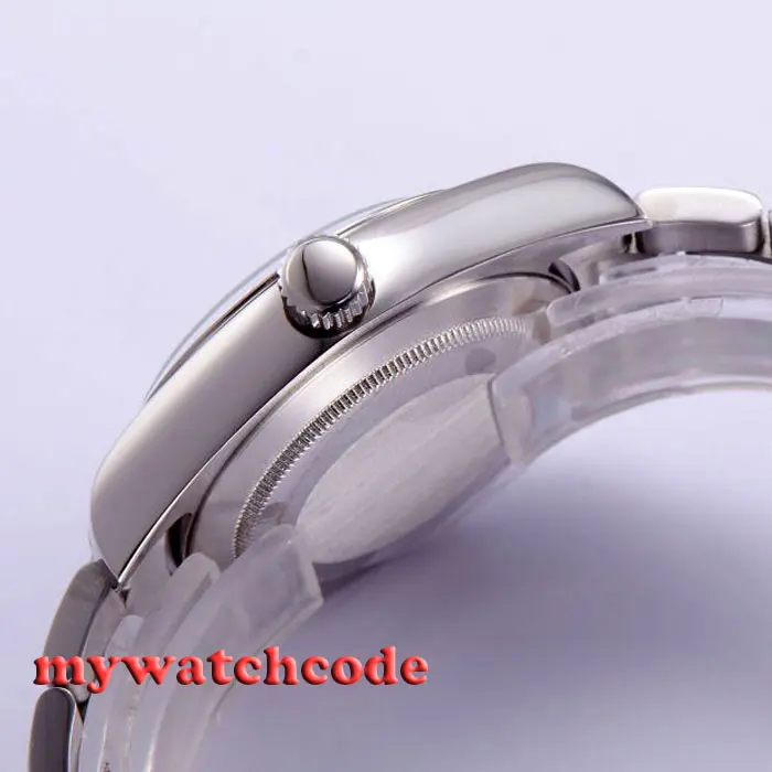 Мужские часы parnis с автоматической складной пряжкой и черным циферблатом 40 мм