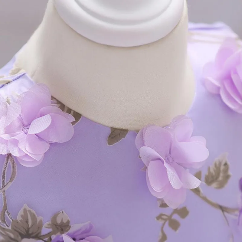 Фиолетовое платье для новорожденных праздничное малышей от 3 до 18 месяцев