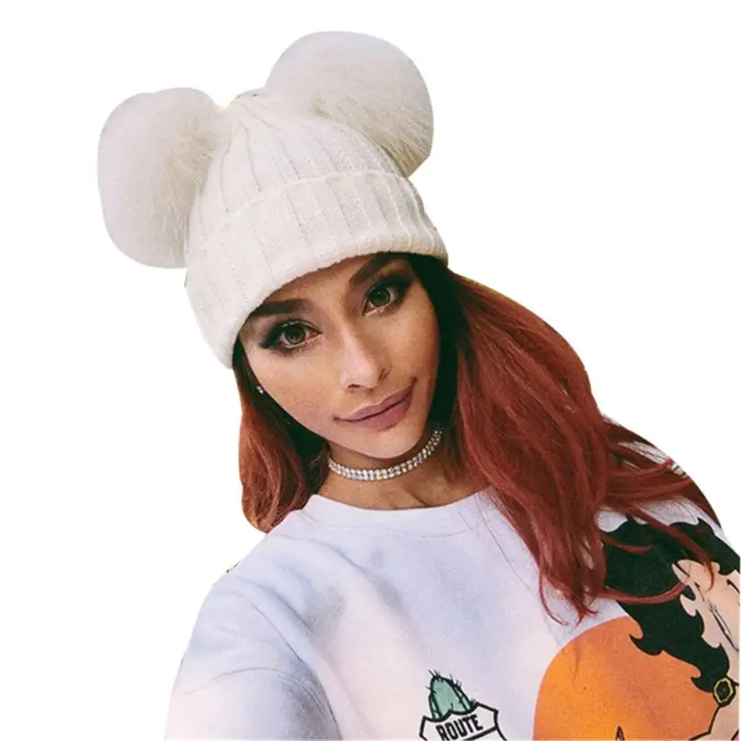 Женские зимние теплые шапки вязаная крючком Шапка бини с помпоном модная женская