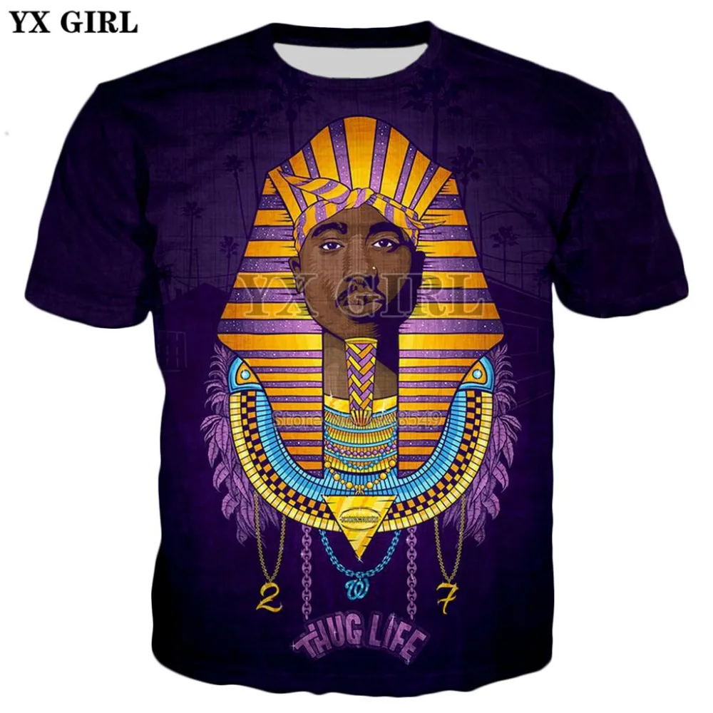 

YX GIRL Hip hop style t-shirt 2018 summer New Fashion Mens Womens t shirt Rapper 2pac Tupac/Biggie Smalls 3d Print Casual tshirt