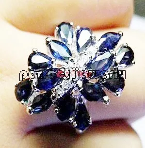 Natural sapphire ring 0.5ct*14pcs gemstone Free shipping real 925 sterling silver Fine jewelry #C190118007 | Украшения и
