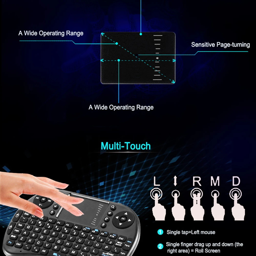 HAOSIHD I8 2,4 ГГц Беспроводная Клавиатура Тачпад ручной для Android tv BOX с английской клавиатурой