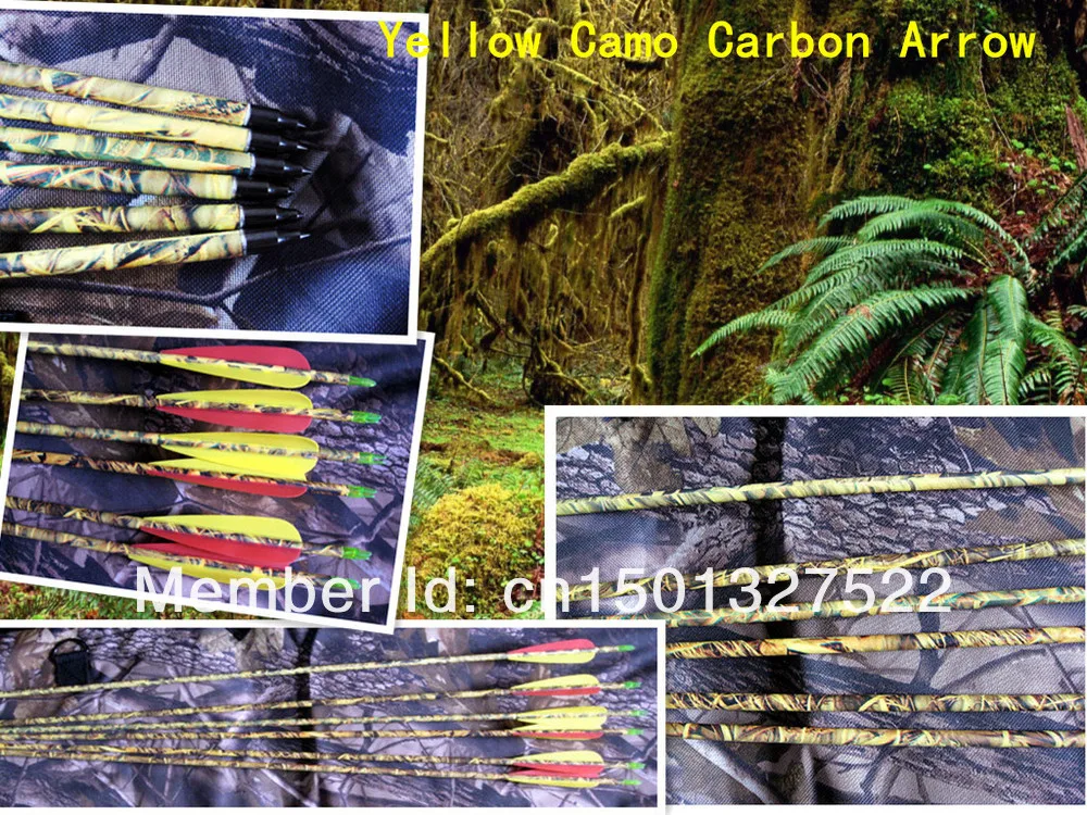 30 &quotЗолотая мощная желтая камуфляжная углеродная стрела завершенная для охоты и