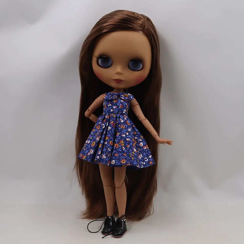 Кукла Blyth BL9158 темная кожа дикая коричневая мягкая длинные прямые волосы 1/6 новое