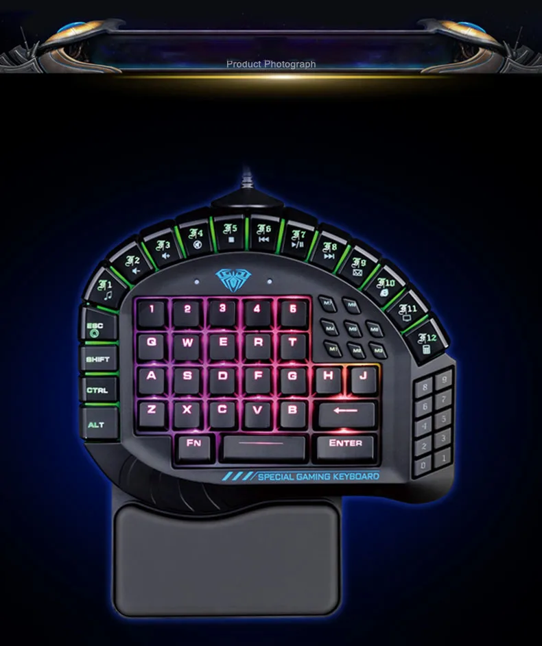 Новая Механическая клавиатура с RGB подсветкой, Одноручный макро-синий переключатель, игра PUBG Gamer, мини-игровая компьютерная клавиатура с разделением одной руки