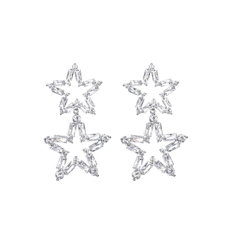 Women Star Earrings Fine Jewelry Accessories Pentagram Fashion Drop Jewellery Pendientes Korean Dangling Earring | Украшения и