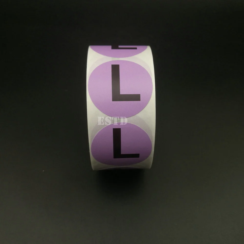 500pcs Apparel Clothing Size Stickers L Purple Color Coded Adhesive Labels | Дом и сад