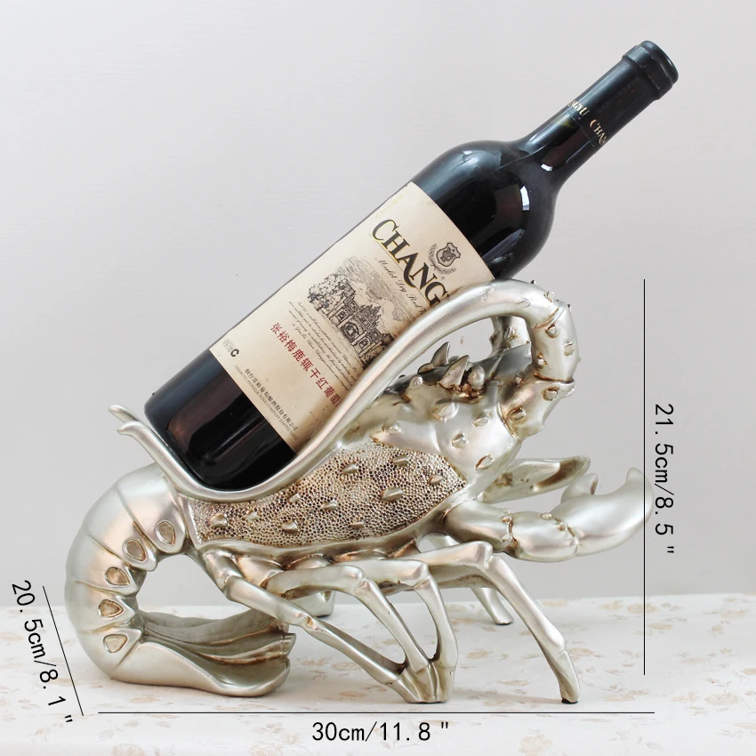 

Lobsters Wine Rack Retro Wine Holder Shelf Resin Animal Sculpture Wine Stand Home Restaurant Window Decorations Interior Crafts
