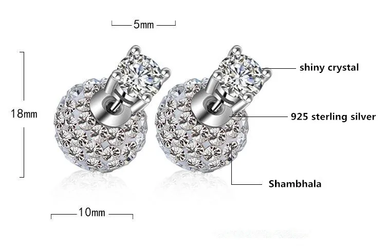 Женские серьги гвоздики из серебра 925 пробы с кристаллами|earrings fashion|earrings wholesalefashion