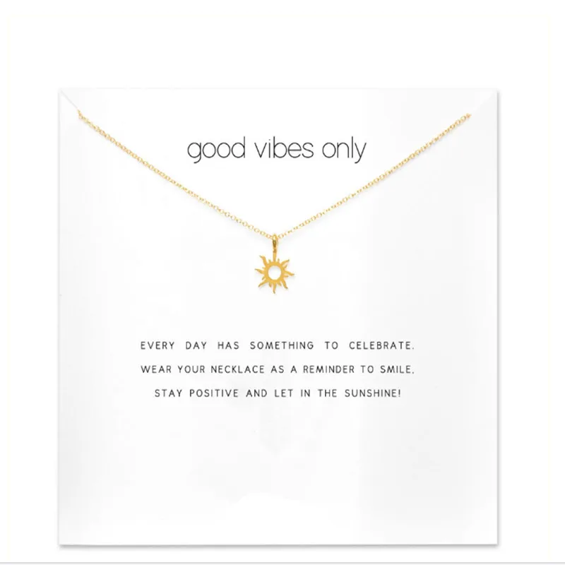 Good Vibes Only медальон в форме солнца ожерелье для Для женщин подарок|Ожерелья с